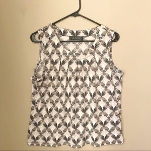 Kasper Medium Blouse in Black, Tan and White